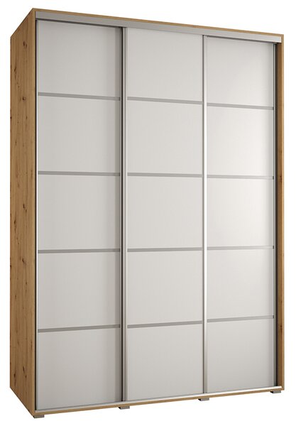 Šatní skříň s posuvnými dveřmi DAVOS 4, 170cm | DUB Artisan / bílá / stříbrné