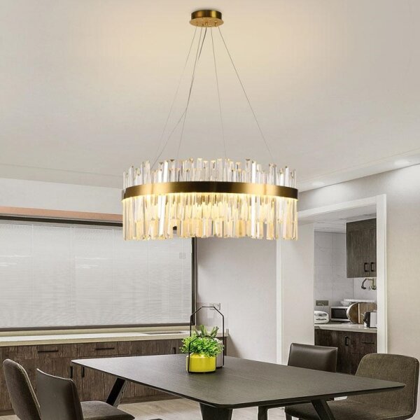 LED Stmívatelný křišťálový lustr na lanku LED/80W/230V + dálkové ovládání