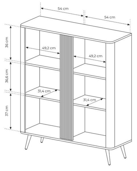 Vysoká komoda Edrin 113 cm - dub dunin / černá
