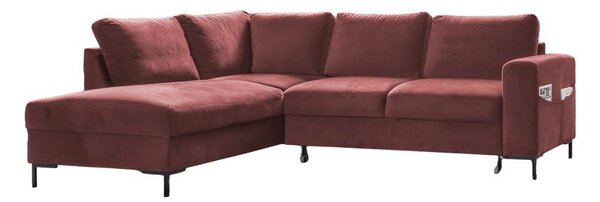 Růžová sametová rozkládací rohová pohovka (levý roh) Lofty Lilly – Miuform
