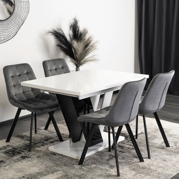 JAKS Jídelenský stůl Clark 120 cm černo bílý gloss glamour