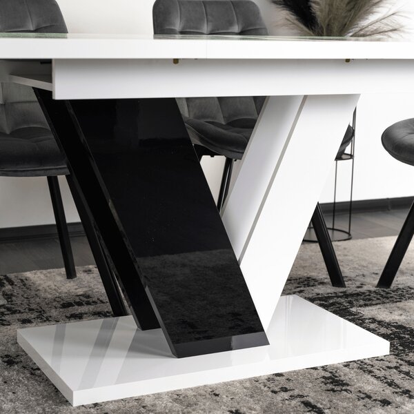 JAKS Jídelenský stůl Clark 120 cm černo bílý gloss glamour