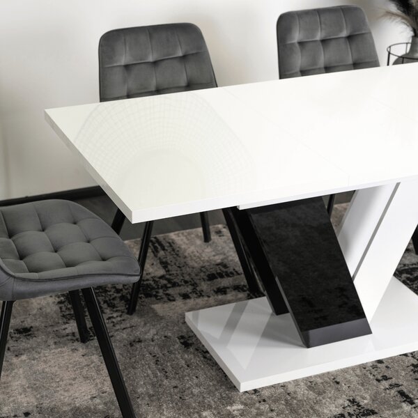 JAKS Jídelenský stůl Clark 120 cm černo bílý gloss glamour