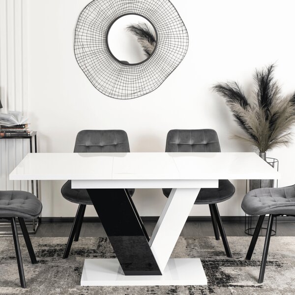 JAKS Jídelenský stůl Clark 120 cm černo bílý gloss glamour