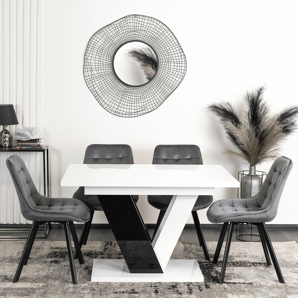 JAKS Jídelenský stůl Clark 120 cm černo bílý gloss glamour
