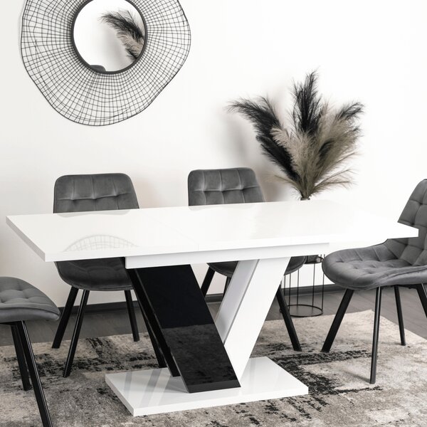 JAKS Jídelenský stůl Clark 120 cm černo bílý gloss glamour