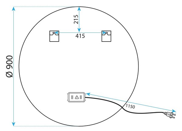 Rea Zrcadlo ⌀90 cm s vyhříváním a regulovatelným LED osvětlením HOM-02504, zlaté