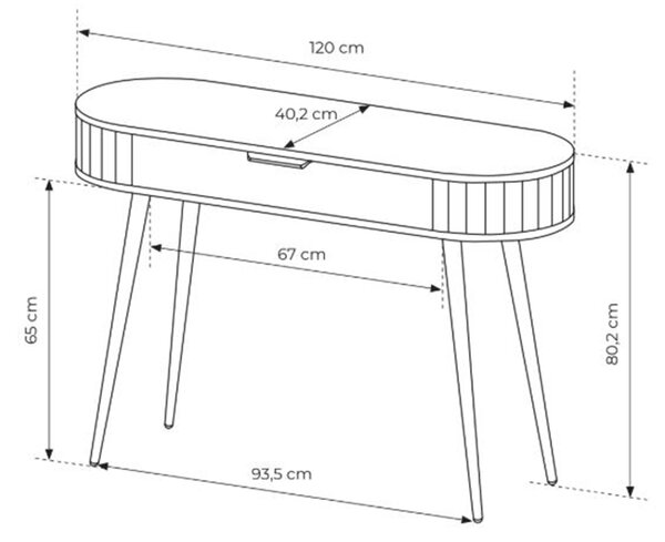 Toaletní stolek Luvio 120 cm se zásuvkou - dub cremona