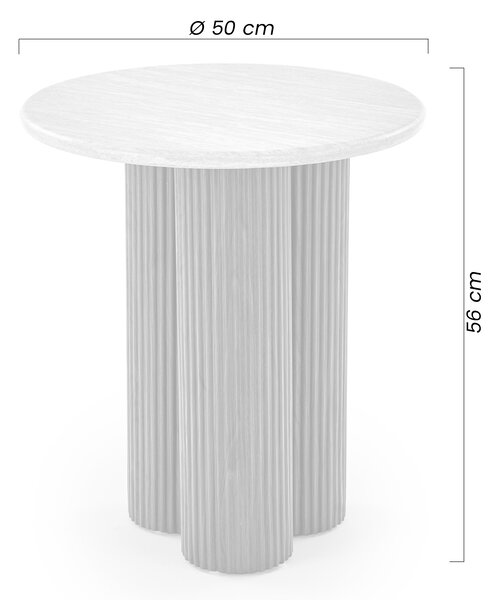 Kulaty konferenční stolek Massia Mini 50 cm do obývacího pokoje - travertin / ořech