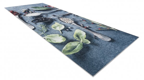 Makro Abra Kusový koberec vhodný k praní ANDRE 1151 Do kuchyně lžíce protiskluzový modrý Rozměr: 80x200 cm