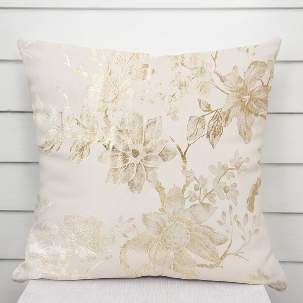 Biante Sametový povlak na polštář Isabela Flower IBL-022 Zlaté květy na smetanovém 30 x 50 cm