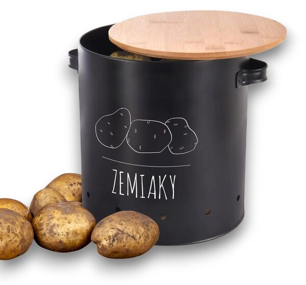 Orion Dóza na brambory, plech/bambus pr. 22,5 cm, BLACK SK