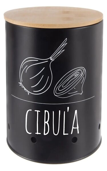 Orion Dóza na cibuli, plech/bambus pr. 13 cm, BLACK SK