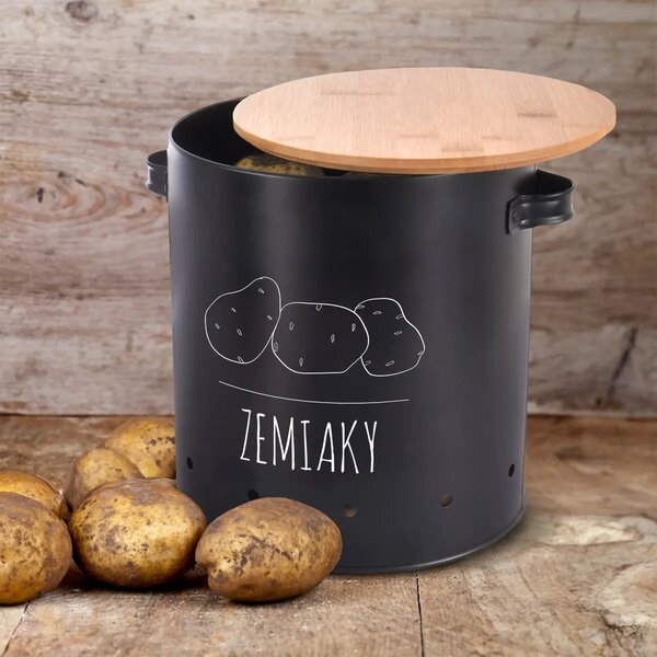Orion Dóza na brambory, plech/bambus pr. 22,5 cm, BLACK SK