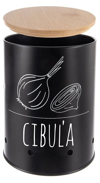 Orion Dóza na cibuli, plech/bambus pr. 13 cm, BLACK SK