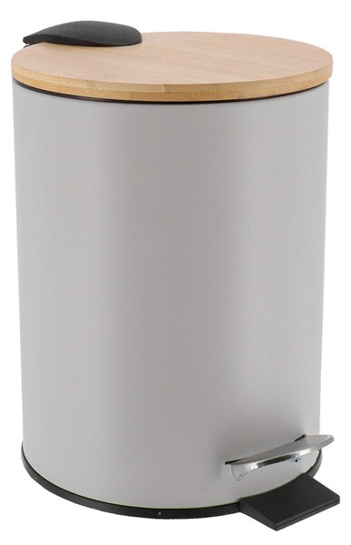 Odpadkový koš Timeless, šedá/s dřevěnými prvky, 2,5 l