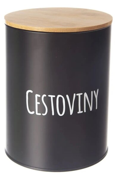 Orion Dóza na potraviny, plechová, černá, s bambusovým víkem, 2,3l, Cestoviny SK