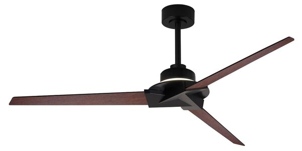 LED stropní ventilátor Brisa Mini černý/dřevěný, tichý – Mantra Mantra Iluminación, Brisa Mini, stmívatelné, Černá, Koupelna, Dřevo, Moderní