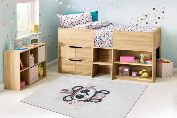 Makro Abra Dětský kusový koberec vhodný k praní BAMBINO 1129 Panda protiskluzový krémový Rozměr: 80x150 cm