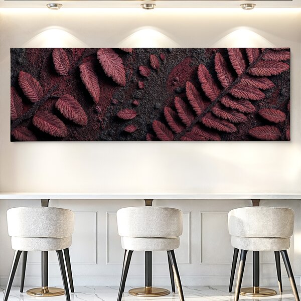 Obraz na plátně - Burgundské kapradí FeelHappy.cz Velikost obrazu (šířka x výška): 60 x 20 cm