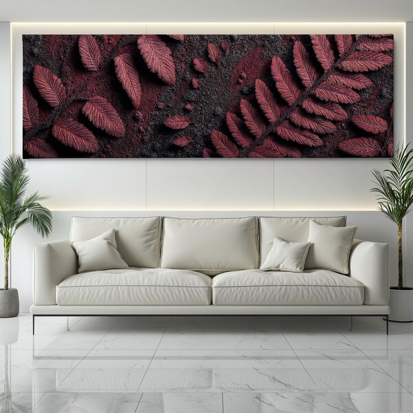Obraz na plátně - Burgundské kapradí FeelHappy.cz Velikost obrazu (šířka x výška): 60 x 20 cm