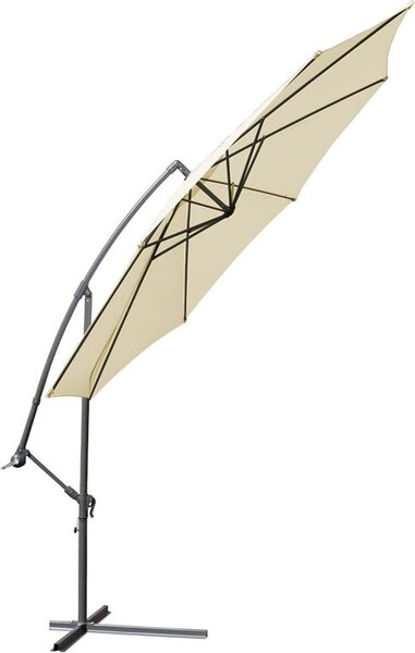 MIADOMODO Sklopný slunečník s kličkou, 300 cm, béžový