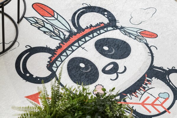 Makro Abra Dětský kusový koberec vhodný k praní BAMBINO 1129 Panda protiskluzový krémový Rozměr: 80x150 cm