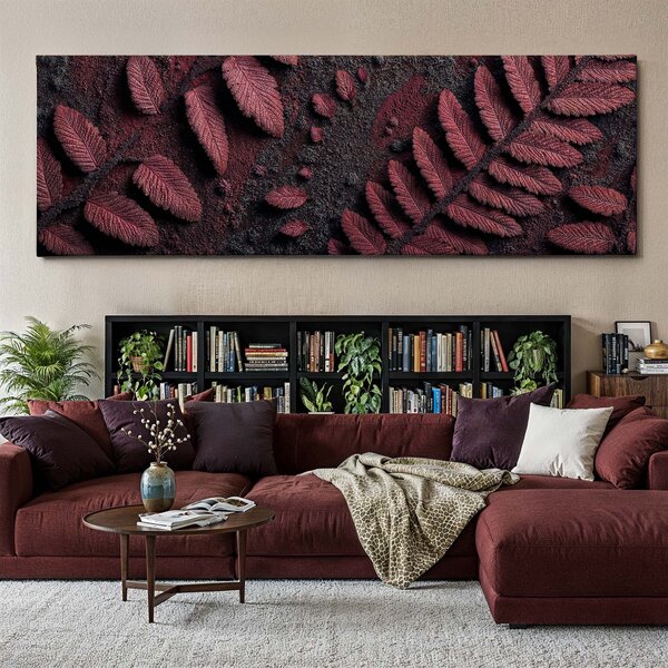 Obraz na plátně - Burgundské kapradí FeelHappy.cz Velikost obrazu (šířka x výška): 60 x 20 cm