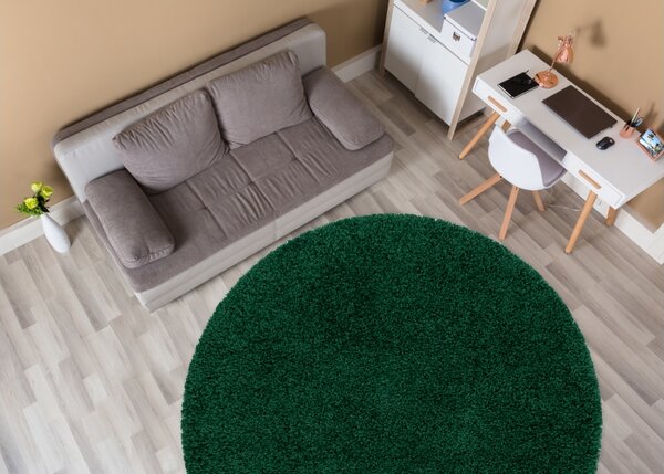 Makro Abra Kulatý koberec jednobarevný SOFFI shaggy 5cm zelený Rozměr: průměr 80 cm
