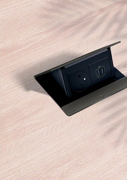 Legrand 654802 - Zásuvkový rámeček pro desku stolu POP-UP 4M černá