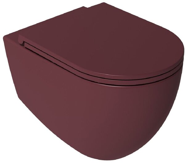 Isvea Infinity záchodová mísa závěsná bez splachovacího kruhu červená mat 10NF02005-2R