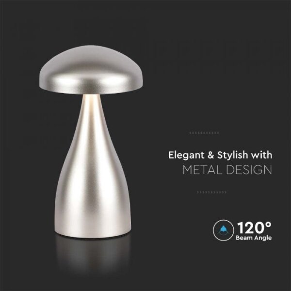 LED Stmívatelná dobíjecí stolní lampa LED/1W/5V 3000-6000K 1800 mAh stříbrná