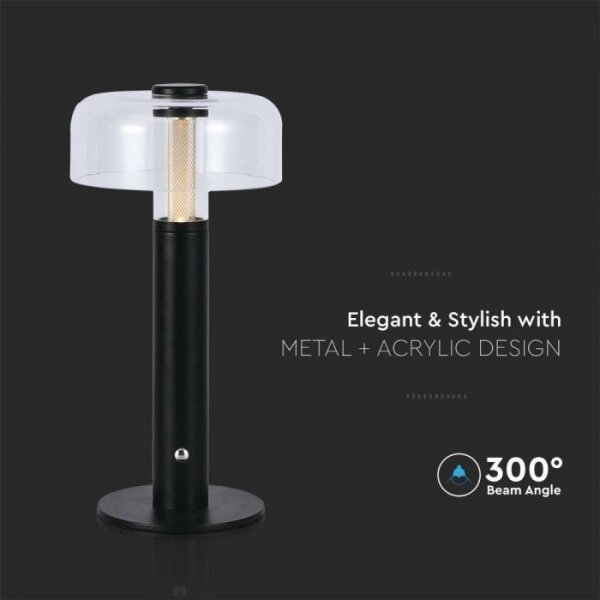 LED Stmívatelná dobíjecí stolní lampa LED/1W/5V 3000K 1800 mAh černá