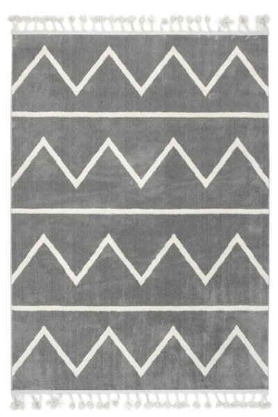 Makro Abra Kusový koberec Karof 6062A 34 Třásně geometrický šedý krémový Rozměr: 80x150 cm