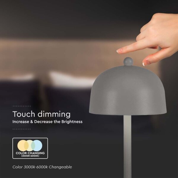 LED Stmívatelná dobíjecí stolní lampa LED/1W/5V 3000-6000K 1800 mAh šedá
