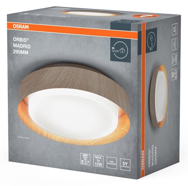 LED stropní svítidlo dřevěné E27 ORBIS MADRID 290 mm OSRAM