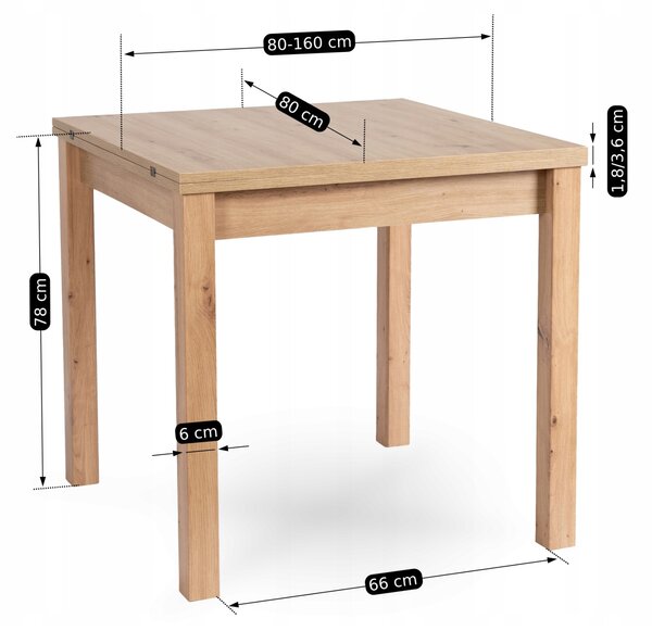 JAKS Rozkládací stůl 80 - 160cm Max dub artisan 2/2
