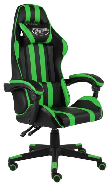 Herní židle černo-zelená umělá kůže