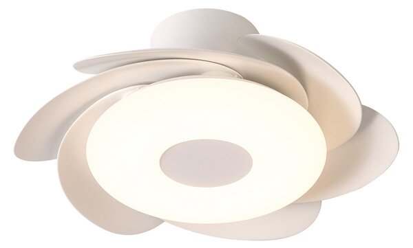 LED stropní ventilátor Flower, bílý, tichý stejnosměrný motor, CCT – Mantra Mantra Iluminación, Flower, stmívatelné, Bílá, Obývací pokoj, Plast, Moderní