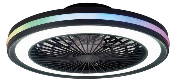 LED stropní ventilátor pro hráče, černý, DC, tichý, CCT RGB – Mantra Mantra Iluminación, Gamer, stmívatelné, Černá, Obývací pokoj, Plast, Moderní