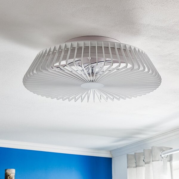 Stropní ventilátor Himalaya s LED osvětlením, ovládání přes aplikaci a dálkové Mantra Iluminación, Himalaya, stmívatelné, Bílá, Obývací pokoj, Kov, Moderní