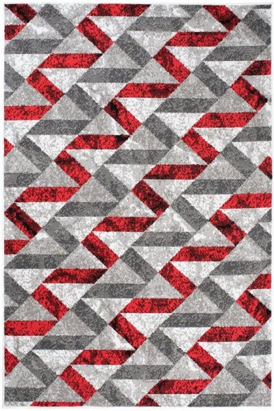 Makro Abra Kusový koberec moderní MAYA Q544A WHITE červený šedý bílý Rozměr: 180x250 cm