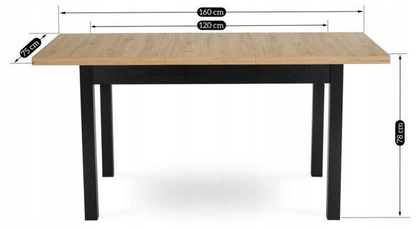 JAKS Rozkládací stůl Skubi 120-160 cm dub Riviera