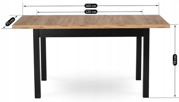 JAKS Rozkládací stůl Skubi 120-160 cm dub Craft