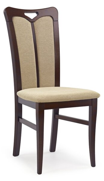 Jídelní židle HUBERT 2 – masiv, látka, tmavý ořech / béžová