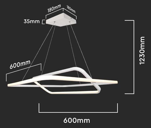 LED Solution Bílé závěsné LED svítidlo designové 60cm 48W stmívatelné Barva světla: Denní bílá 14989