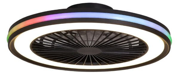LED stropní ventilátor Gamer Big černý DC tichý RGB – Mantra Mantra Iluminación, Gamer Big, stmívatelné, Černá, Obývací pokoj, Plast, Moderní