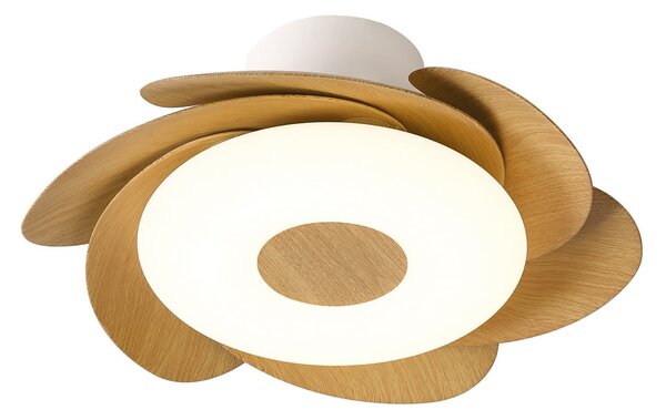 LED stropní ventilátor Flower, dřevěný, s tichým stejnosměrným motorem, CCT – Mantra Iluminación, Flower, stmívatelné, Dřevo, Obývací pokoj, Plast, Moderní