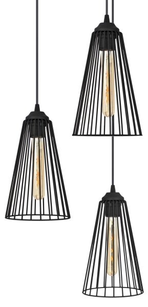 Lustr na lanku TORRI 3xE27/15W/230V černá