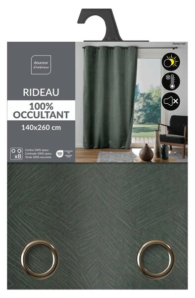 Khaki sametový závěs 140x260 cm Olympe – douceur d'intérieur
